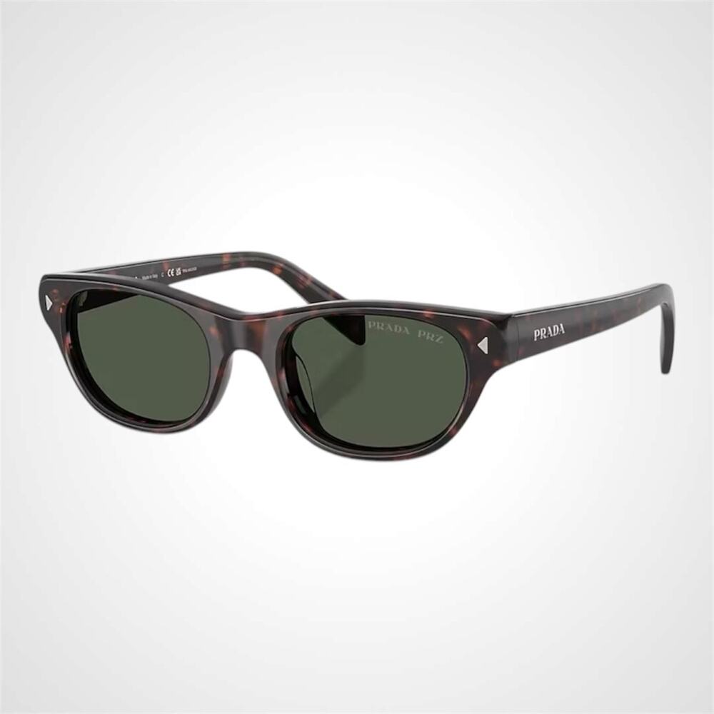 New PRADA Sunglasses Brown Havana Polarized Logo Cat Eye Square Grey Lens 50mm - Picture 1 of 6